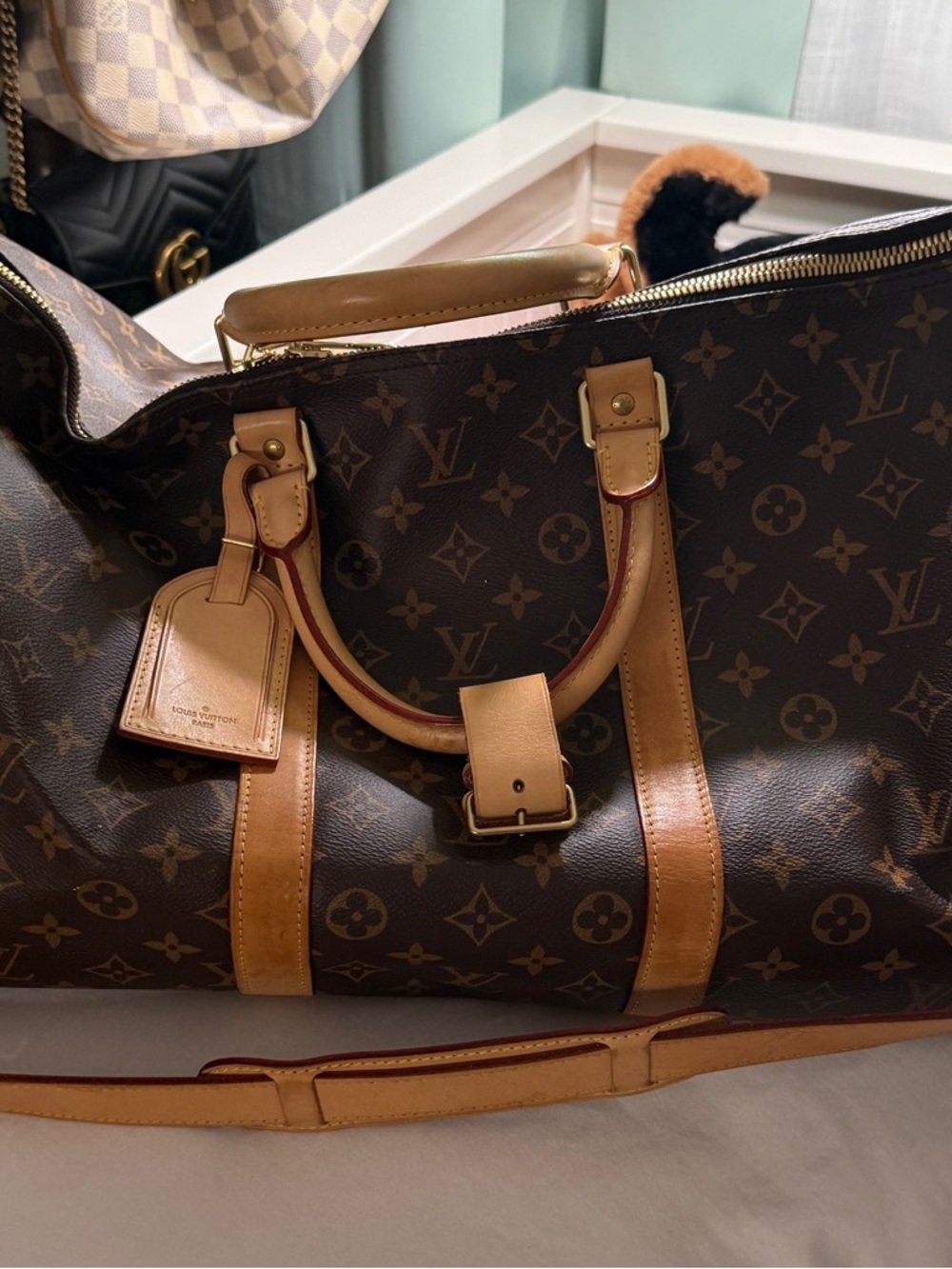 Louis Vuitton Monogram Canvas Keepall Duffel Bag - Brown/Tan size 55